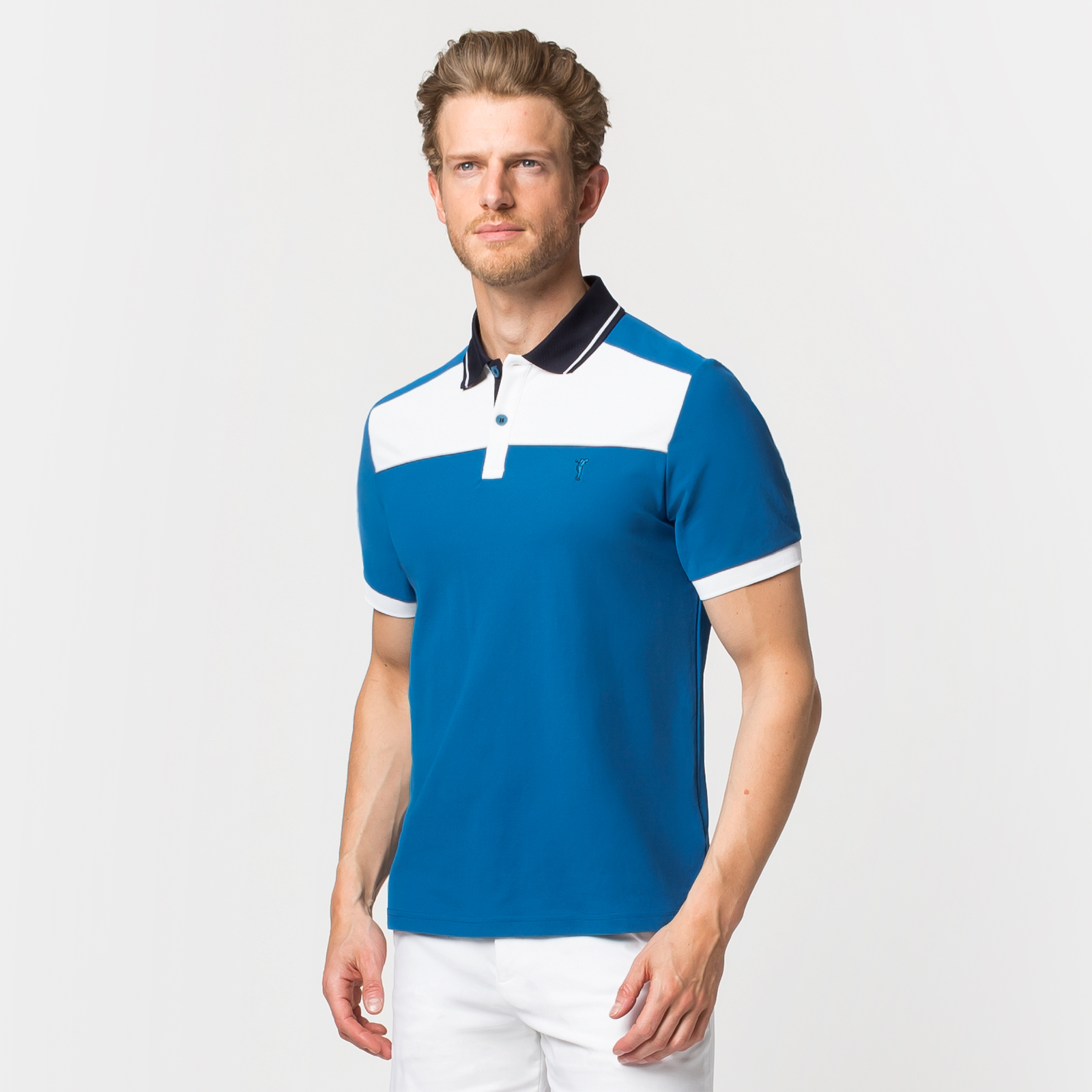 Herre-funktions-golfpoloshirt, fugtregulerende i regular fit
