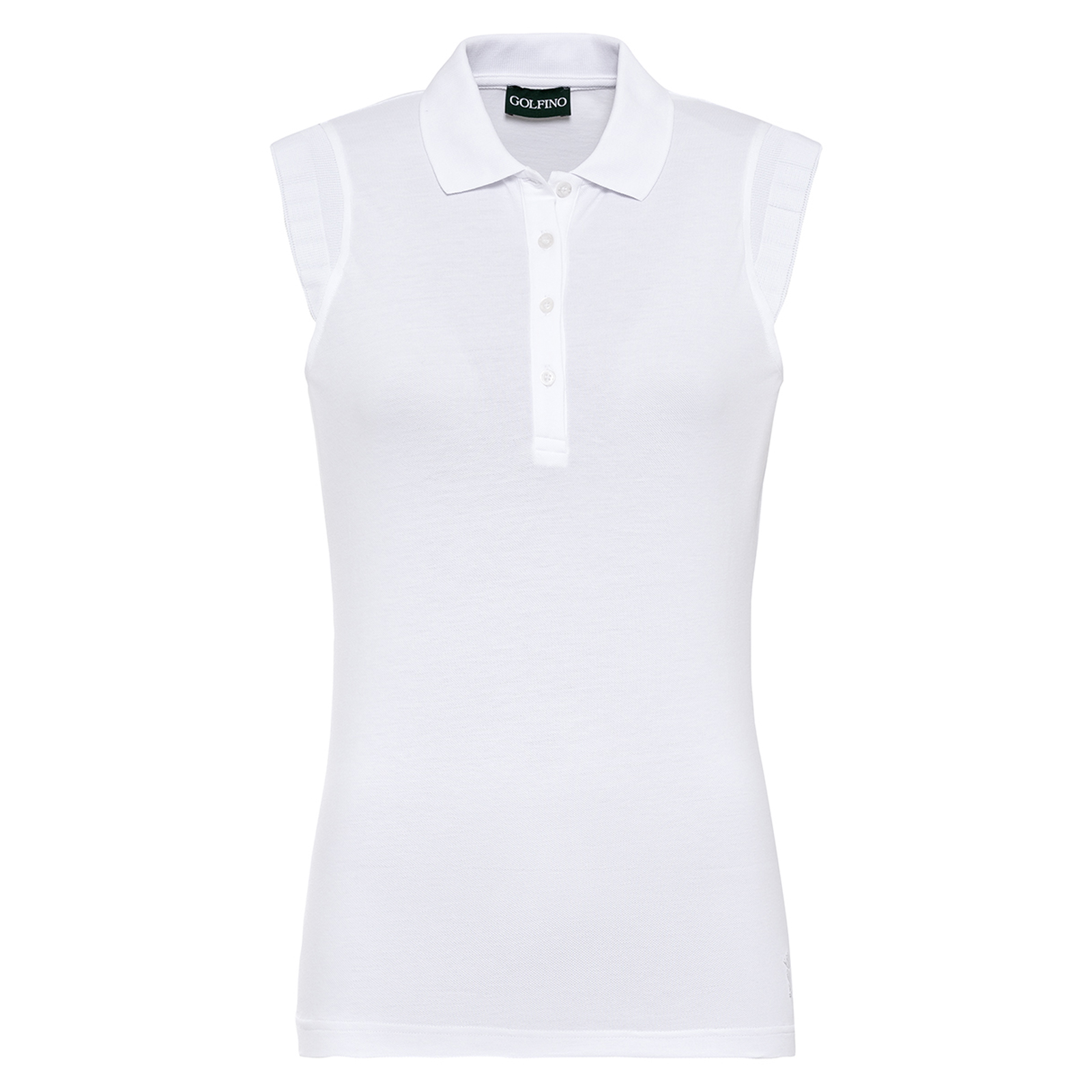 Ærmeløs dame-golfpoloshirt med solbeskyttelse og ekstra stretchkomfort i slim fit