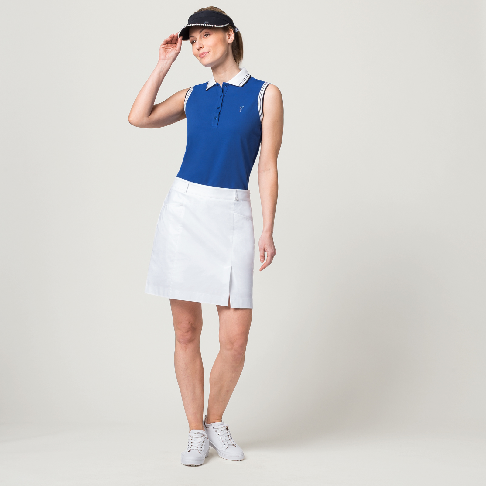 Ärmelloses Damen Golfpolo in Slim Fit mit Sonnenschutz