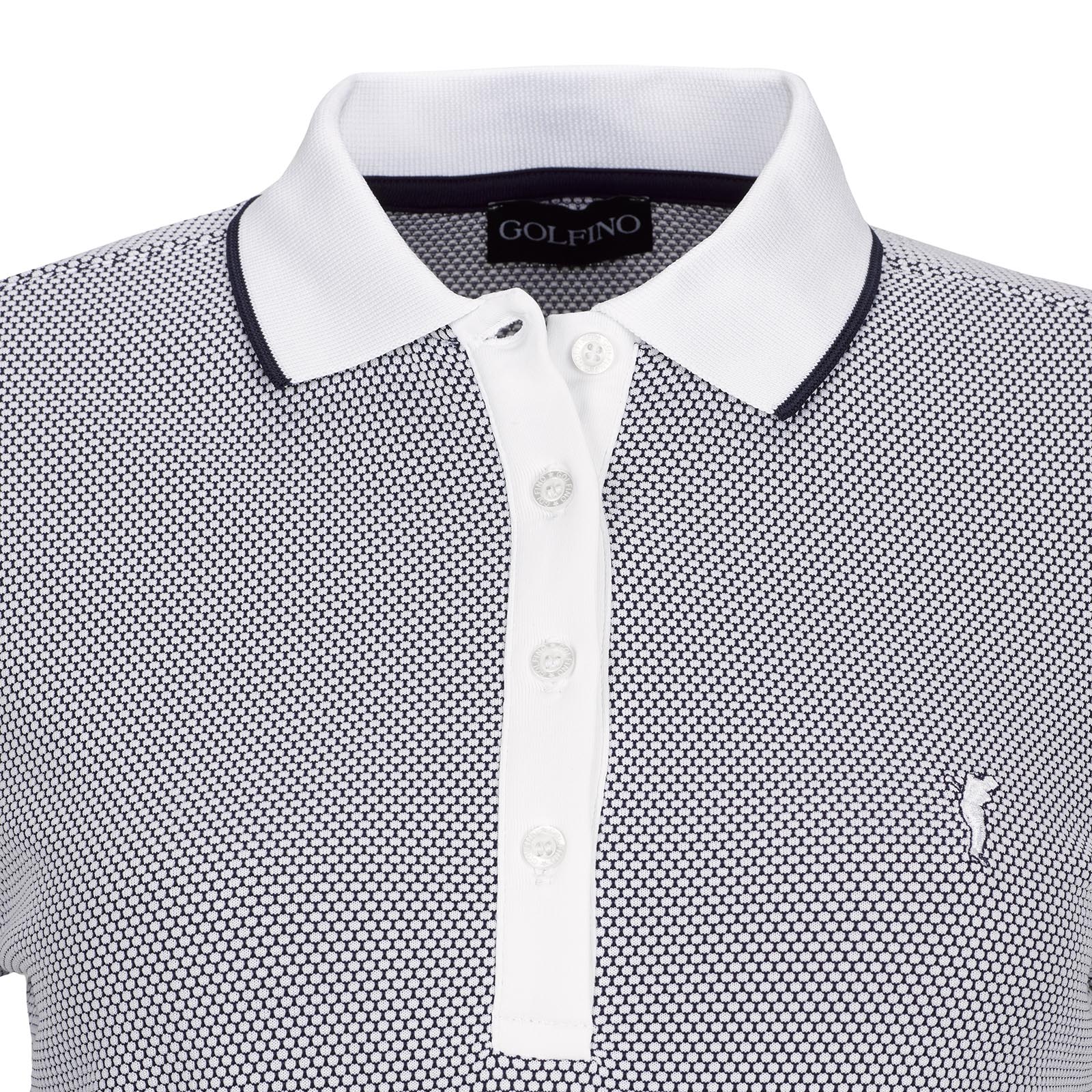 Dame-golfpoloshirt med 3/4-ærmer i fugtregulerende Bubble Jacquard-materiale