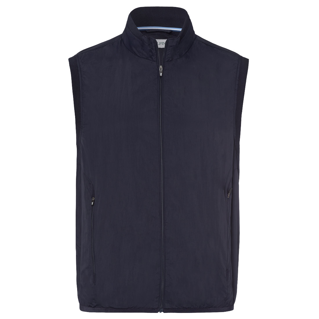 Men's golf gilet with wind protection, made from lightweight, breathable microfibre