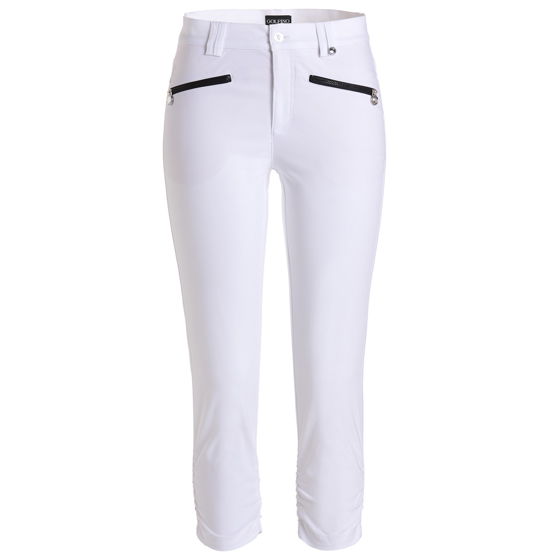 Pantaloni Capri donna da golf in tessuto elasticizzato e idrorepellente con funzione di protezione solare