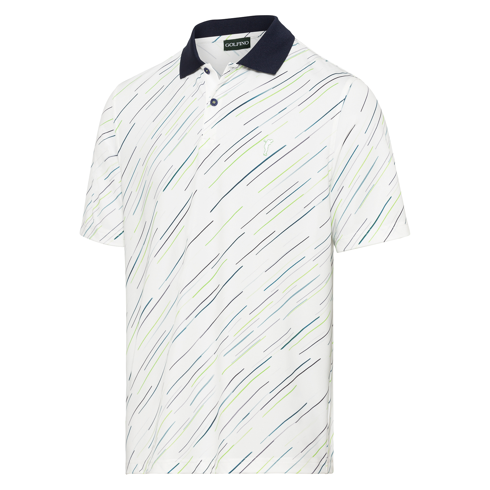 Attractively patterned men's golf polo shirt with stretch function