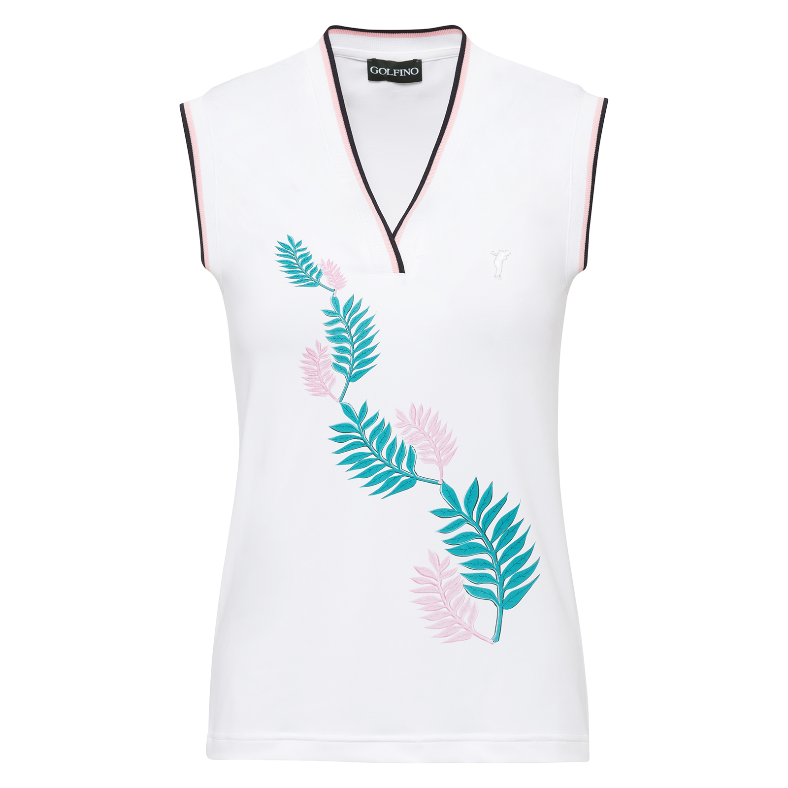 Ladies' sleeveless golf shirt with an exotic touch 