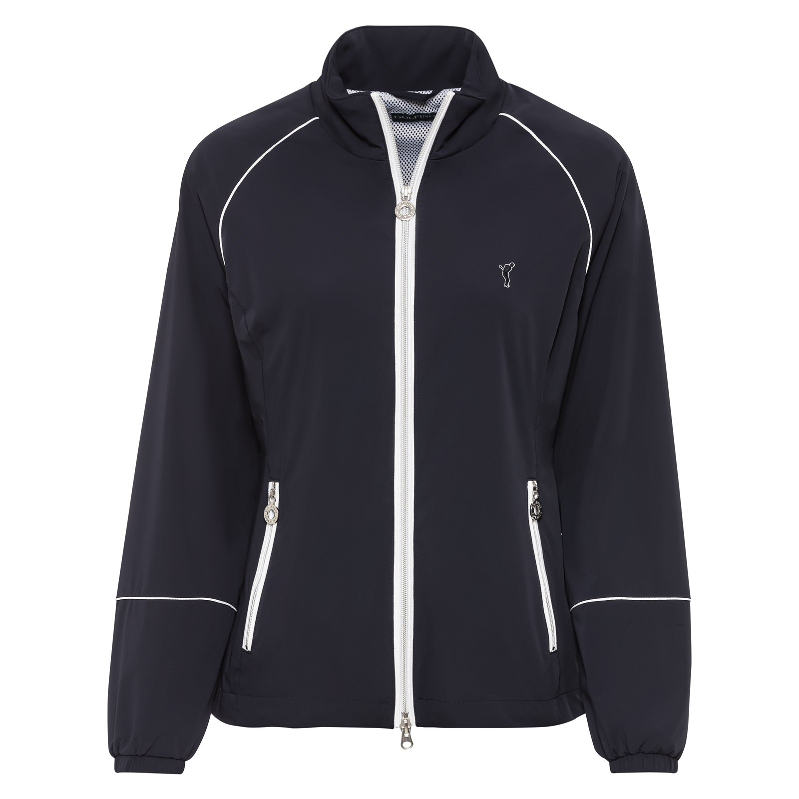 Water-repellent ladies' golf jacket with stretch component 