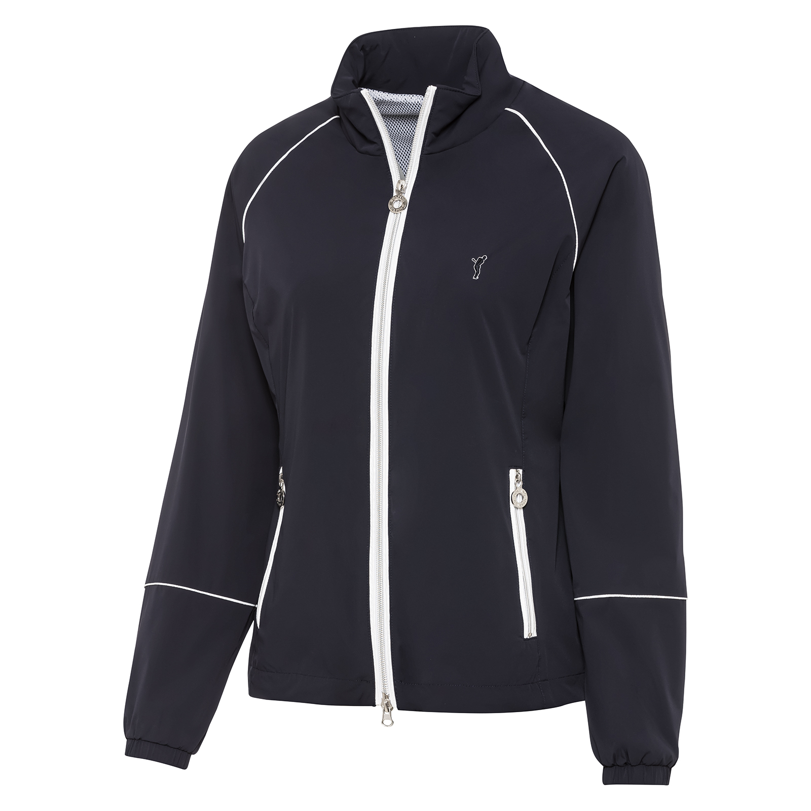 Water-repellent ladies' golf jacket with stretch component