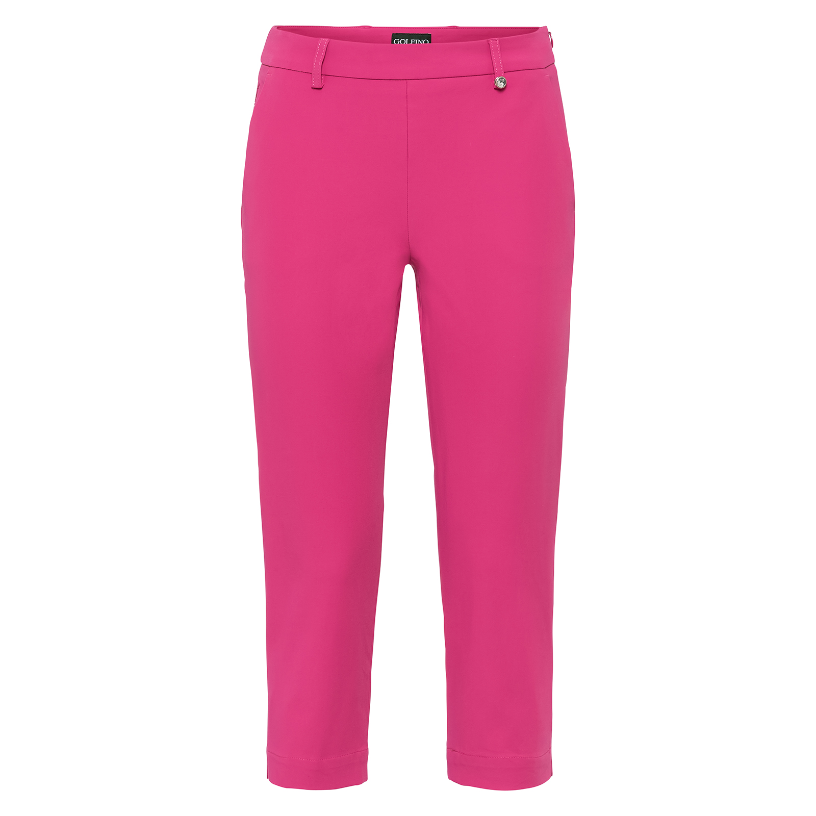 Ladies' stretch capri-style trousers with shimmering embroidery 