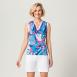 Preview: Mouwloos golfshirt van viscose met bloemenprint voor dames